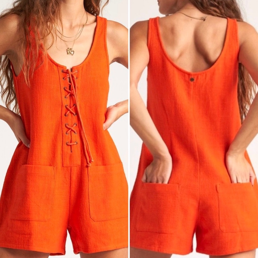 BILLABONG Lazy Waves Women’s Romper Bright Red-Orange - Size Small